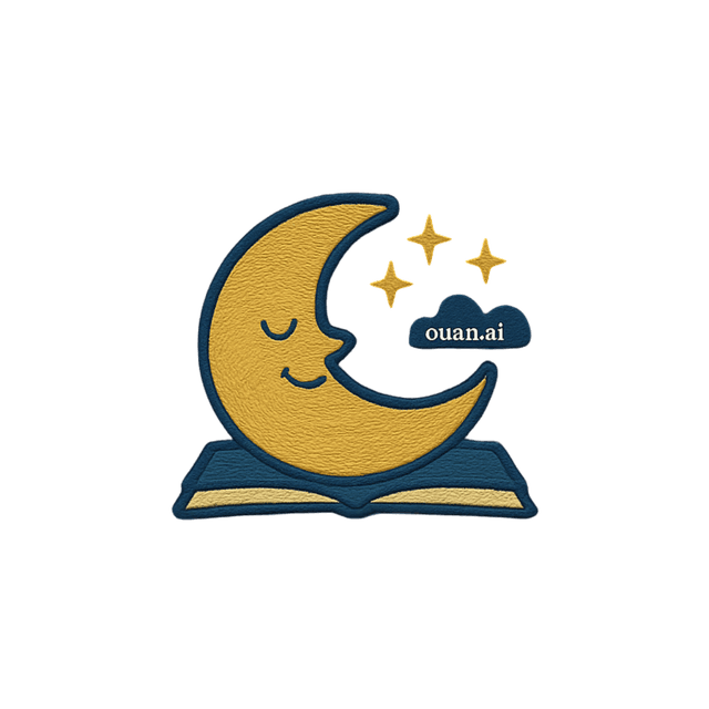 Once Upon A Night - Moon, Book and Stars Logo