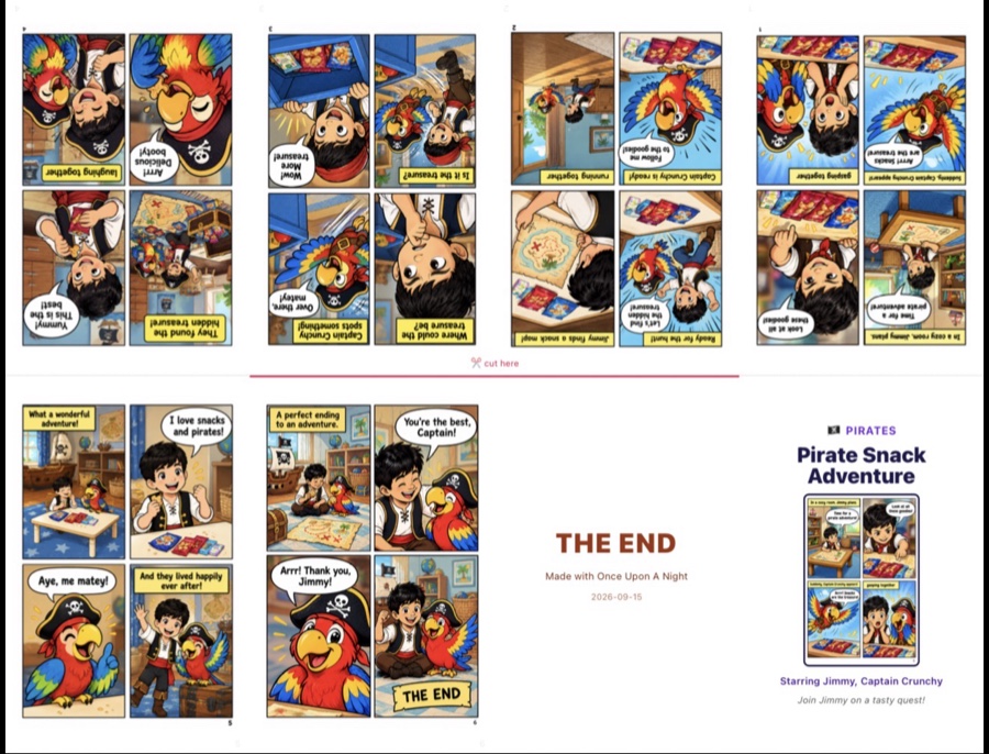 Printable fold-a-zine sheet — one page folds into an 8-page mini comic